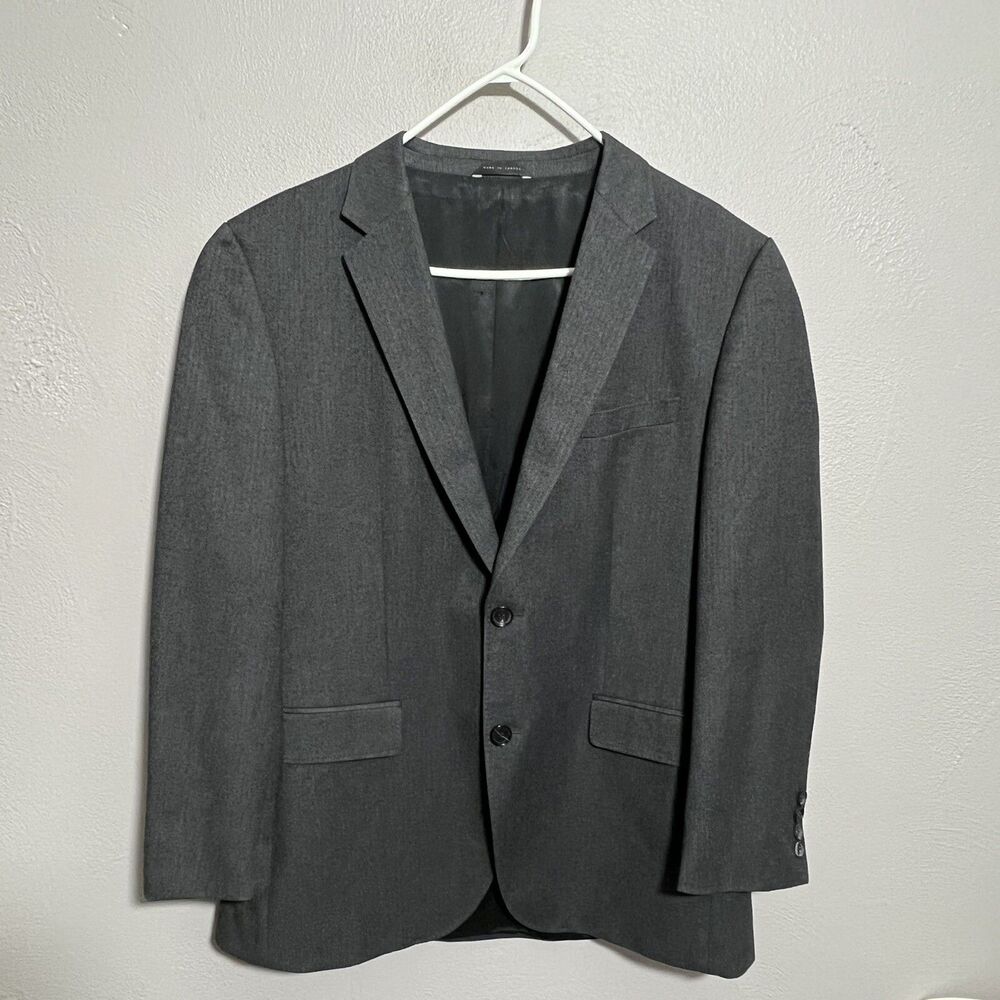 Hugo Boss Mens Dark Gray Wool Blend Blazer Sport Coat Sz L